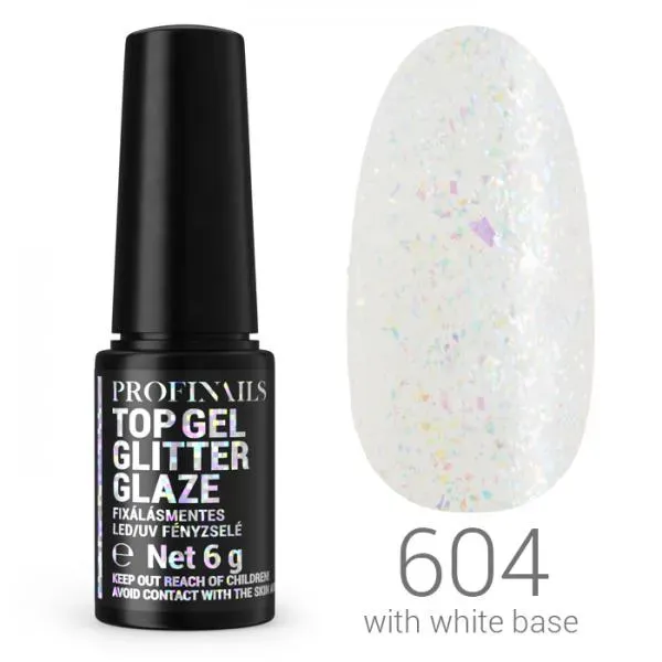Profinails UV lakkzselé Glitter Glaze Top 6gr 604